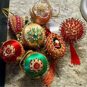 Vintage Beaded Christmas Ornament Lot